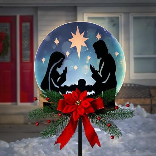 Solar Powered Nativity Scene Garden Stake, Waterproof Outdoor Christmas Patio Decor by LimygusHomeGarden