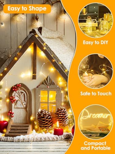 66FT 200 LED Fairy Lights Plug in, 8 Modes Twinkle Lights Warm White - Image 5