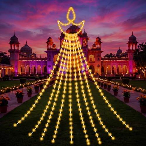 Huquary Diwali Diya Waterfall String Lights Led, 2 ft - Image 7