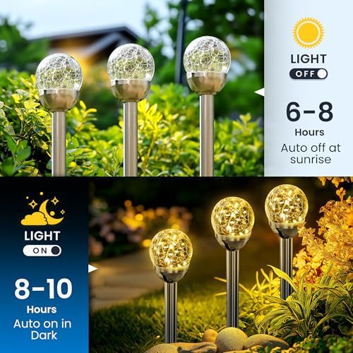 SOLPEX Solar Garden Lights Outdoor, 6 Pack Warm White Solar Lights Outdoor - Image 4
