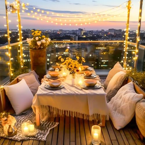 100ft Warm White Globe String Lights Indoor Outdoor Waterproof with Remote - Image 4
