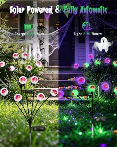 OZS 6 Pack 36 LED Solar Eyeball Lights for Outdoor Halloween Decorations - Image 3
