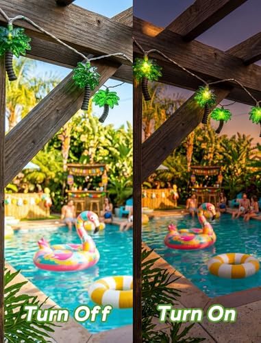Oviejo Palm Tree String Lights,8.5Ft Patio String Lights with 10 LED Bulbs, Connectable Tiki Bar Lights for Summer Party/Hawaiian/Luau/Tiki,White Wire - Image 4