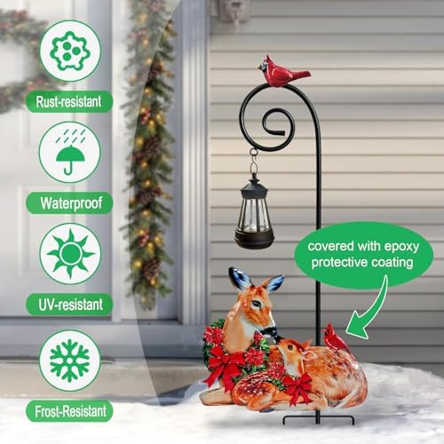 Solar Christmas Decorations Outdoor,Metal Deer Solar Lights Garden Stakes - Image 2