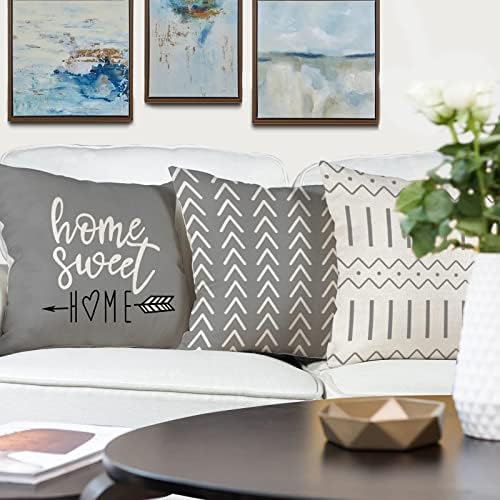 YCOLL Pillow Covers 16x16 Set of 4, Modern Sofa Throw Pillow Cover, Decorative Outdoor Linen Fabric Pillow Case for Couch Bed Car，Gray - Image 5