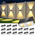 LANSOW Solar Fence Lights Outdoor 16 Pack, Fence Lights Solar Powered Waterproof, 10-Mode Warm/Cool/Neutral White & RGB, Up-Down Led Wall Lights Dusk to Dawn Decor for Yard, Deck, Patio, Pool, Railing by LANSOW