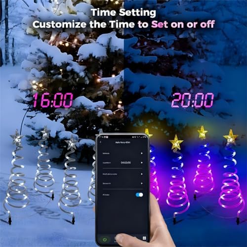 4 Pack Smart Spiral Pathway Lights Outdoor, DIY RGB Color Changing, 80+ Lighting Modes, Remote & App Control, Timer, IP67 Waterproof Landscape Path Lights for Holiday Yard, Garden & Patio Decor Lights - Image 6