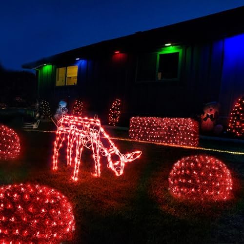 WBao Christmas Lights, 200LED 8.4ft x 5.2ft Net Lights Outdoor Mesh Light with 8 Modes, Timer, UL Certified, End to End Connectable, Waterproof for Lawn, Bushes Outdoor Christmas Decorations, Red - Image 3