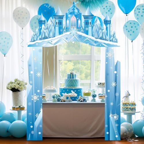 Tiamon Snow Castle Banners 2026 Vbs Princess Birthday Door Entrance Decorations Ice Snowflake Hanging Door Banner Backdrop for Girls Winter Wonderland Holiday Photo Booth Props Supplies - Image 5