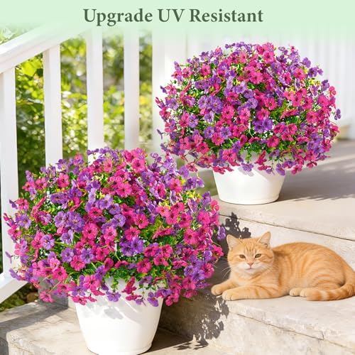 Yastouay 24 Bundles Artificial Flowers for Outdoors Decoration UV Resistant - Image 6