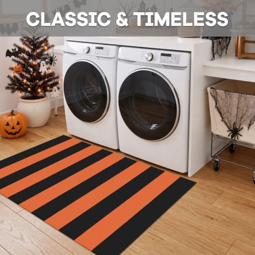 IOHOUZE Fall Striped Outdoor Door Mat 27.5x43, Washable, Orange Black - Image 5