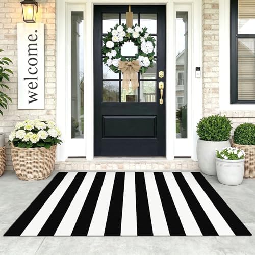 KOZYFLY Black and White Area Rug 3x5 Ft Washable by KOZYFLY