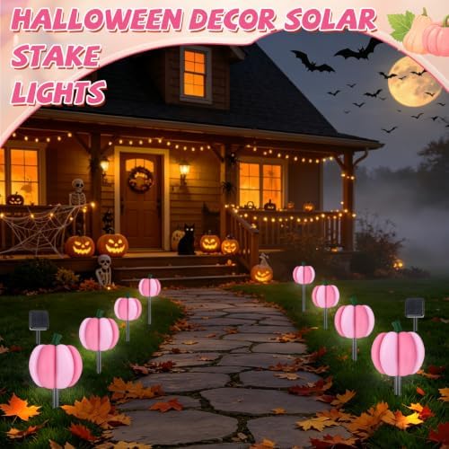 4-in-1 Pumpkin Solar Lights Outdoor Halloween Decorations Fall Stake Lights - Image 7