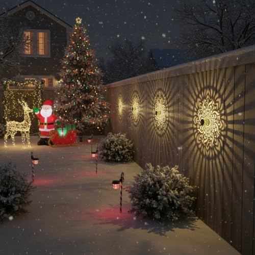 gardencave 4 Pack Solar Fence Lights Metal Solar Powered Outdoor Wall Deck Step Lights Mandala Theme Waterproof Fence Light for Garden Post Patio Backyard Decor (4 Pack) - Image 7