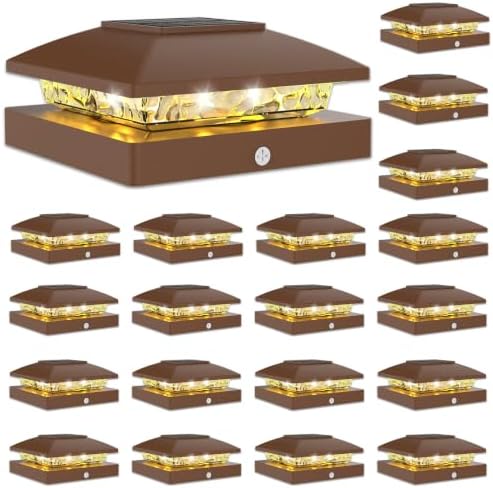 VOLISUN 24 Pack Brown Solar Post Cap Lights Fit 4x4 Fence Deck Post by VOLISUN