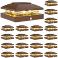 VOLISUN 24 Pack Brown Solar Post Cap Lights Fit 4x4 Fence Deck Post by VOLISUN