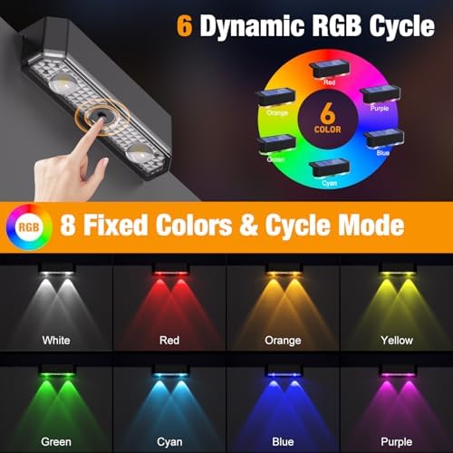 Peasur Solar Fence Lights Outdoor RGB, 4 Pack Step Light Solar Powered, Waterproof LED Deck Lights for Stairs Railing Yard Patio Outside - Image 2