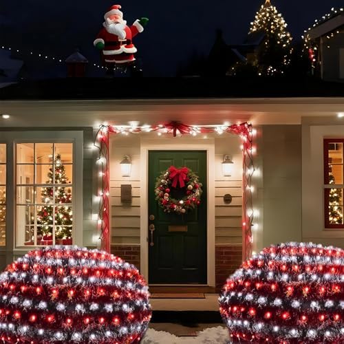 Pooqla Red and White Christmas Net Lights Outdoor, 15x 5ft Green Wire - Image 6