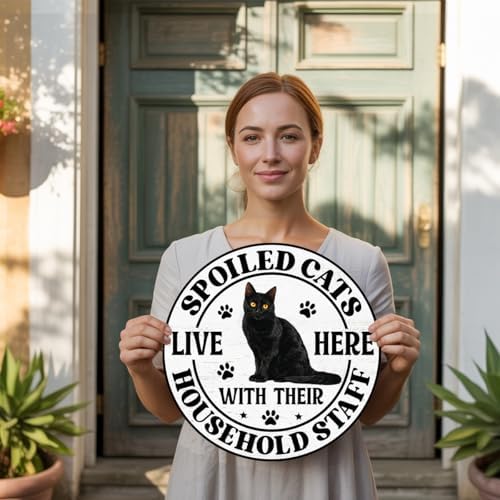 Black Cat Wood Hanging Sign for Front Door, Cat Gifts House Welcome Sign - Image 4