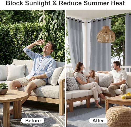 RYB HOME Outdoor Curtains for Patio Deck,Waterproof & Block Sunlight - Image 2