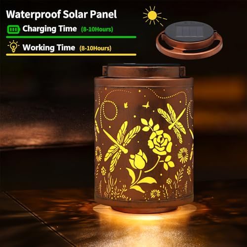 2 Pack Dragonfly Solar Lanterns Garden Decor Birthday Gifts for Women - Image 2