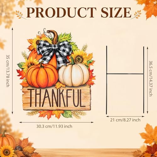 Weysat Fall Decor Outdoor Metal Pumpkin Yard Sign, Pumpkin Sunflower Stake - Image 4