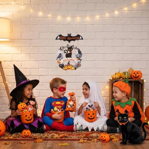 Halloween Decoration: Ghost Wood Door Sign, Spooky Wreath - Image 2