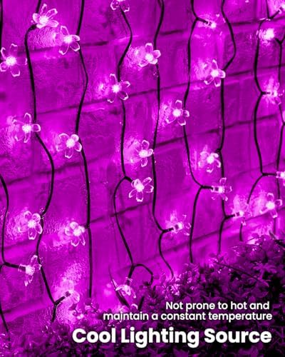 Brightown 2 Pack Total 52FT 120 LED Flower Solar String Lights Outdoor Waterproof Fairy Lights for Garden Yard Fence Patio Christmas Tree Wedding Party Decor, Pink - Image 6
