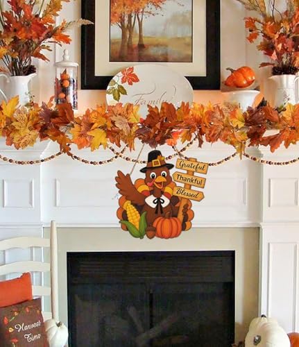 Turkey Thanksgiving Door Sign Fall Pumpkin Door Hanger Decoration - Image 4