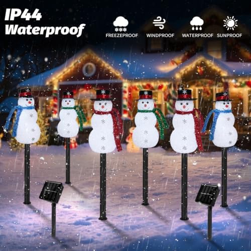 Christmas Snowman Solar Pathway Lights Outdoor Decorations, 6 Pack - Image 4