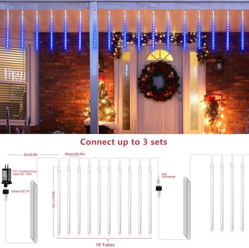 Joomer Christmas Lights Outdoor 11.8 inch 10 Tubes Meteor Shower Lights - Image 3