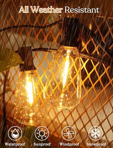 YOYONACY 150 FT Outdoor String Lights for Outside – LED Patio Lights Waterproof with Dimmer Remote – Hanging Lights Shatterproof ST38 Vintage Edison Bulbs Porch Backyard Cafe Bistro - Image 3