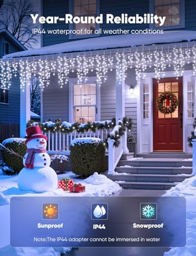 Brightown Icicle Christmas Lights Outdoor,33FT 1020LED Cluster Icicle Light - Image 5