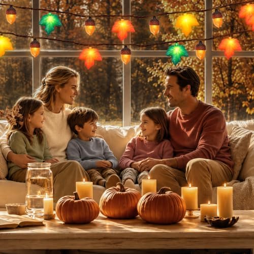 Fall Decor String Lights, 8.5FT 10 LED 3D Maple Leaf & Acorn Lights Plug in Acorn String Lights Connectable Indoor Outdoor, Autumn Thanksgiving Harvest for Fall Decorations - Image 6