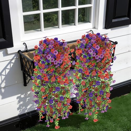 Alupssuc 4PCS Artificial Hanging Flowers UV Resistant Silk Daisy, 4 Colors - Image 6
