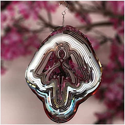 DJUAN Reflective Angel Wind Spinners Outdoor Garden Decor,Sparkly Angel Ornaments Bird Devices Deterrent to Scare Birds Away from Yard Patio Farm,Cherub Decor Metal Wind Spinners Gifts for Mom, Women - Image 3
