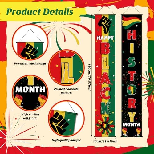 Oudain 3 Pcs Juneteenth Decorations Door Banner Backdrop African American Porch Sign Door Cover Independence Freedom Day June 19th Welcome Front Hanging Decor for Festival Celebration - Image 2