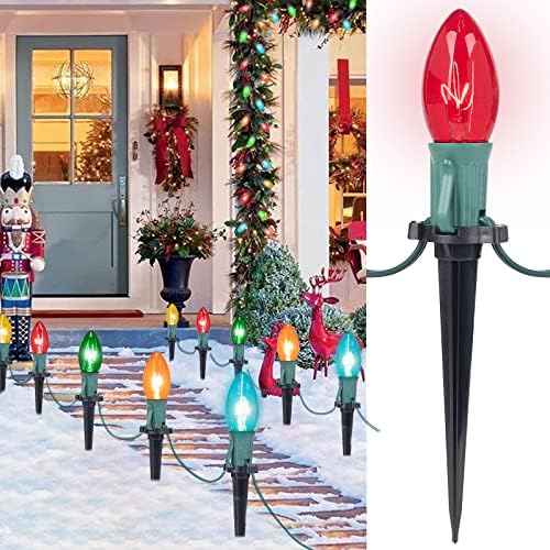 Christmas Pathway String Lights Outdoor,4Pack Total 102.8FT C9 Path Light by Brightown