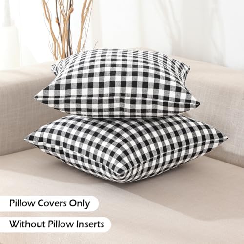 Outdoor Black and White Gingham Plaid Throw Pillow Covers 18x18 for Porch - Image 5