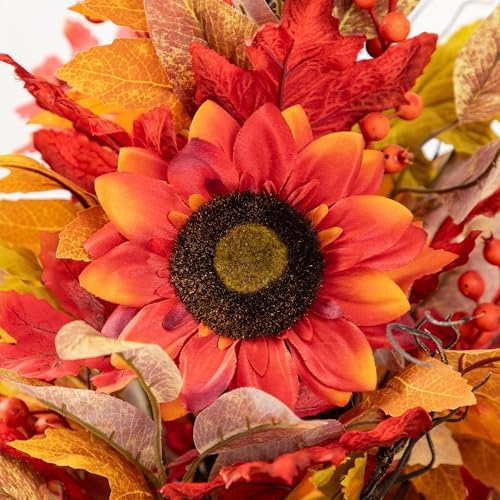 Glitzhome 2 PCS 36”H Fall Porch Tree, Harvest Artificial Porch Tree with Sunflower, Pinecone and Berry Porch & Black Planter, for Autumn Fall Harvest Thanksgiving Christmas Decoration - Image 6