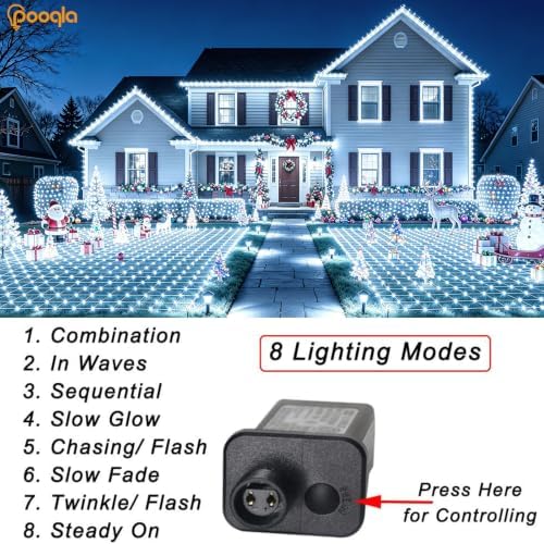 Pooqla Cool White Net Lights, 21x 5ft Christmas Lights Outdoor Green Wire - Image 2
