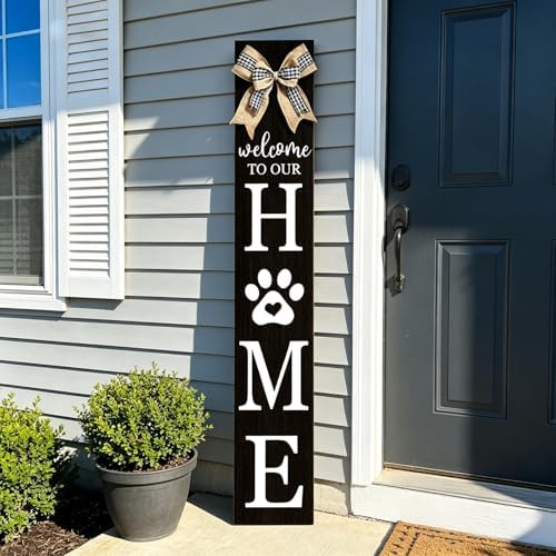 Foutcheou Welcome to Our Home Front Door Sign, 47"X8", Black - Image 7