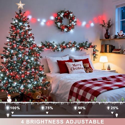 JMEXSUSS 600 LED Red and White Christmas Tree Lights with Remote - Image 2