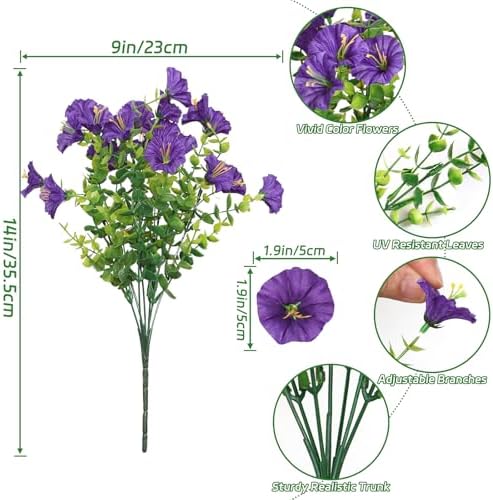 10 Bundles Artificial Flowers for Outdoors Purple Outdoor Fake Silk Flower - Image 2