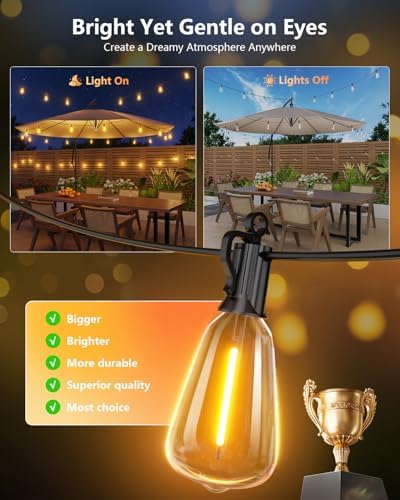 Brightown 151FT Solar String Lights Outdoor, 48+2 Shatterproof LED Lights - Image 2