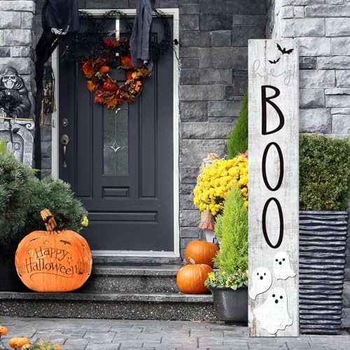 Halloween Boo Porch Sign 47" Outdoor Boo Sign for Front Porch Farmhouse Welcome Vertical Wooden Holiday Door Decor for Patio Yard Home Hanging Garden Decor - Image 6