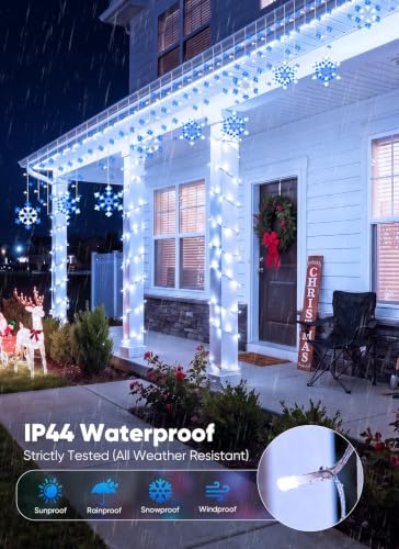 Minetom Icicle Lights Outdoor with Snowflake, 20FT 200 LED Icicle Light - Image 4