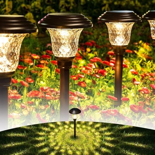 GIGALUMI Metal & Glass Solar Lights Outdoor, 8 Pack LED Garden Lights by GIGALUMI