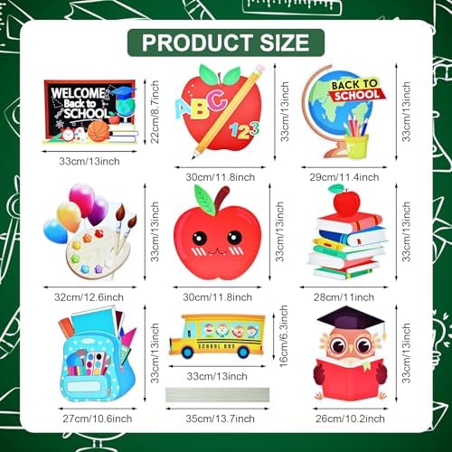 10-Piece Set Back to School Yard Signs with Stakes, Assorted Apple, Owl, and School Bus Designs for Outdoor Garden and Lawn Decoration, 11.7 x 11.8 Inches Plastic Signs for Welcome School Party Favor - Image 2