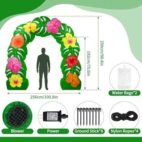 Soulchen 8.2 ft Tropical Hawaiian Inflatable Arch Summer Luau Party Decor - Image 2
